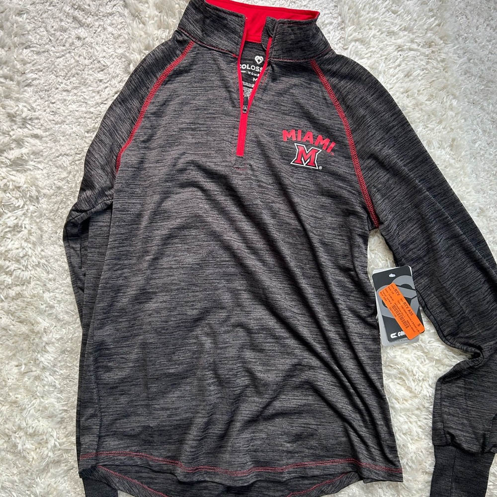 Miami Ohio Colosseum women’s Gray and Red Miami Sweater